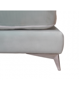 Sommier tapissier à lattes et matelas 100% naturel, pieds en aluminium brossé