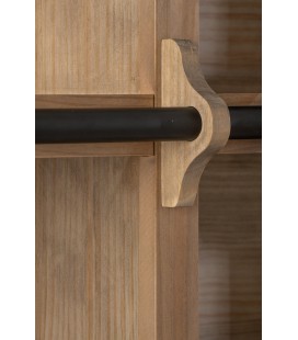 Bibliothèque bois naturel avec échelle de style provençal, 5 grandes étagères et 5 grands placards. Poignets noir