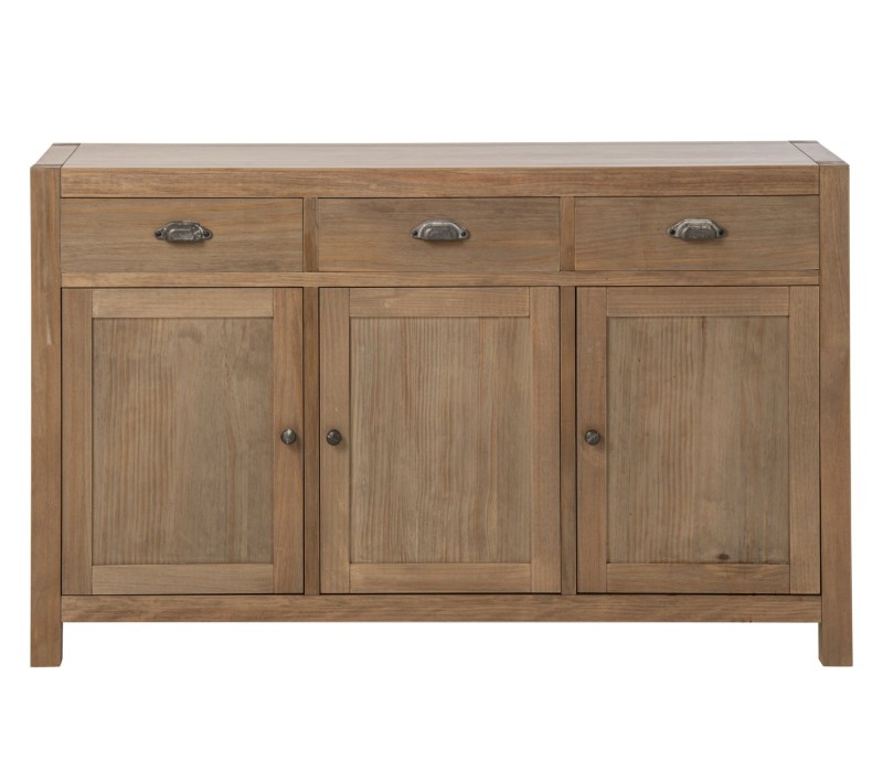 Buffet Blois Bois De Pin Naturel avec 3 tiroir et 3 grands placards.
