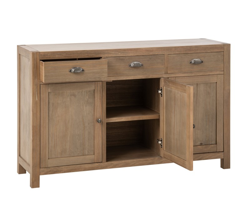 Grand buffet en bois De Pin Naturel avec 3 tiroir et 3 grands placards.