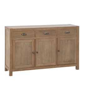 Grand buffet Blois Bois De Pin Naturel aménagement provençale. 3 grands tiroirs et 3 grands placards avec poignets argent