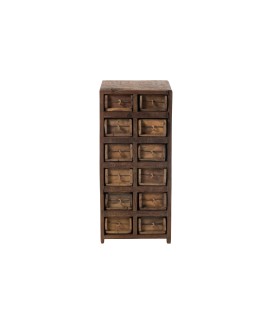 Armoire 12 Tiroirs Brut Bois Recycle Marron, bois vieilli style industriel poignet corde