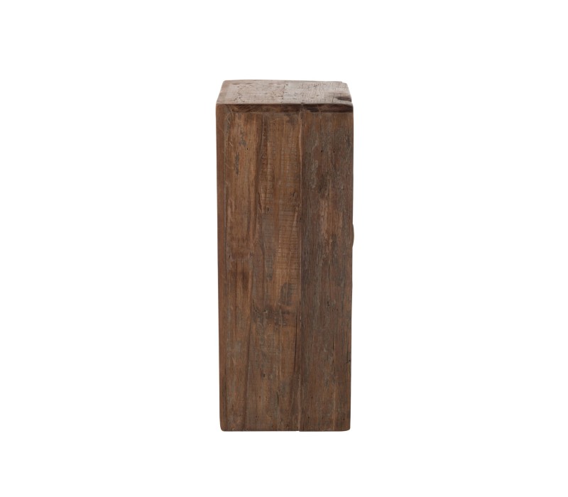 vue de coté Armoire 12 Tiroirs Brut Bois Recycle Marron, bois vieilli style industriel poignet corde