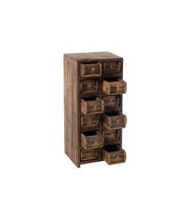 meuble Armoire 12 Tiroirs ouvert  Brut Bois Recycle Marron, bois vieilli style industriel poignet corde
