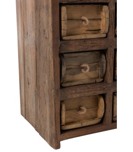 Armoire Tiroirs en bois Recycle Marron, bois vieilli style industriel poignet corde meuble industriel