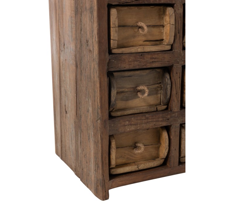 Armoire Tiroirs en bois Recycle Marron, bois vieilli style industriel poignet corde meuble industriel