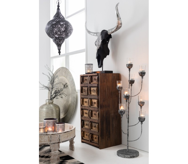 Armoire 12 Tiroirs Brut Bois Recycle Marron style industriel