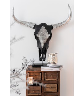 Armoire 12 Tiroirs Brut Bois Recycle Marron avec tête d'animaux et bougie senteur