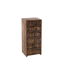 Vue de coté belle armoire 12 Tiroirs Brut Bois Recycle Marron