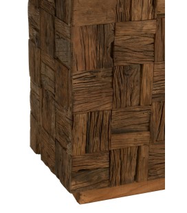 Console Woody en bois naturel, plateau et console en bois teinté. meuble d'exposition exotique