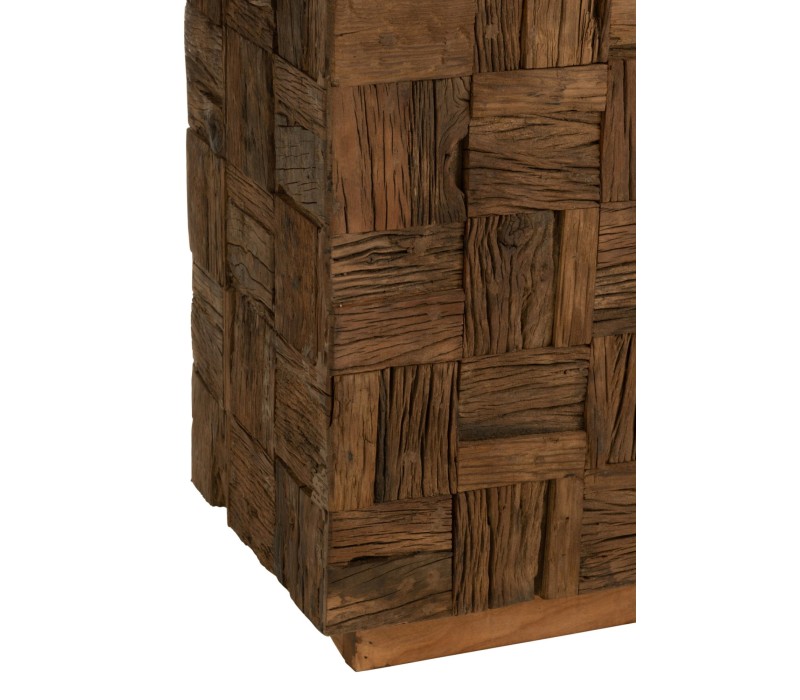 Console Woody en bois naturel, plateau et console en bois teinté. meuble d'exposition exotique