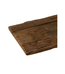 Console Woody en bois naturel, plateau et console en bois teinté. meuble d'exposition exotique