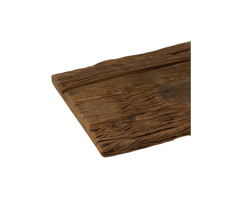 Console Woody en bois naturel, plateau et console en bois teinté. meuble d'exposition exotique