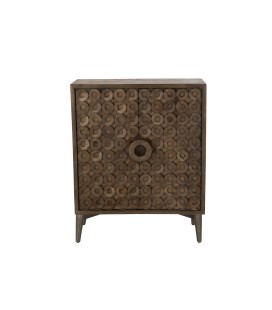 Armoire 2 Portes Bois De Manguier Marron, motif sur les portes