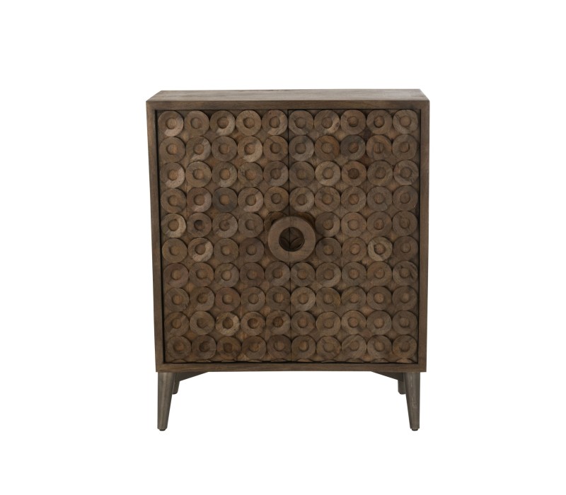 Armoire 2 Portes Bois De Manguier Marron, motif sur les portes