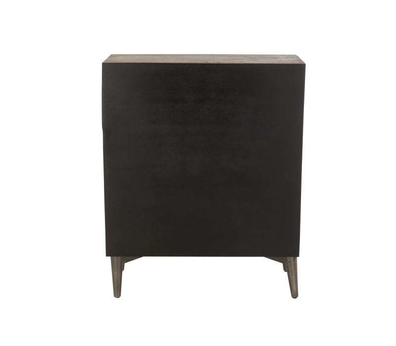 vue arrière Armoire 2 Portes Bois De Manguier Marron, motif sur les portes