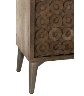 pieds de meuble laiton Armoire 2 Portes Bois De Manguier Marron, motif sur les portes