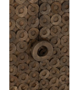 poignet en bois rond Armoire 2 Portes Bois De Manguier Marron, motif sur les portes