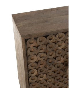vue de haut Armoire 2 Portes Bois De Manguier Marron, motif sur les portes