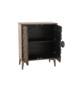 Armoire 2 Portes Bois De Manguier Marron, motif sur les portes