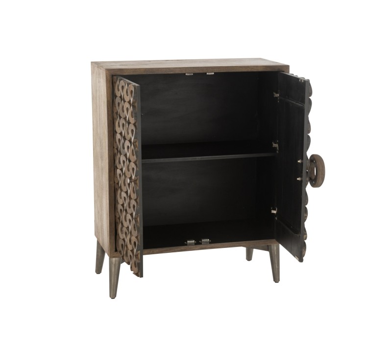 Armoire 2 Portes Bois De Manguier Marron, motif sur les portes