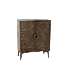 Armoire 2 Portes Bois De Manguier Marron, motif sur les portes