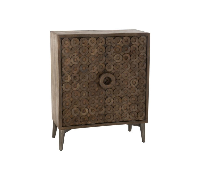 Armoire 2 Portes Bois De Manguier Marron, motif sur les portes