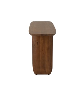 vue de coté Console Bois D'acacia Marron , sobre et épurée, lignes arrondies