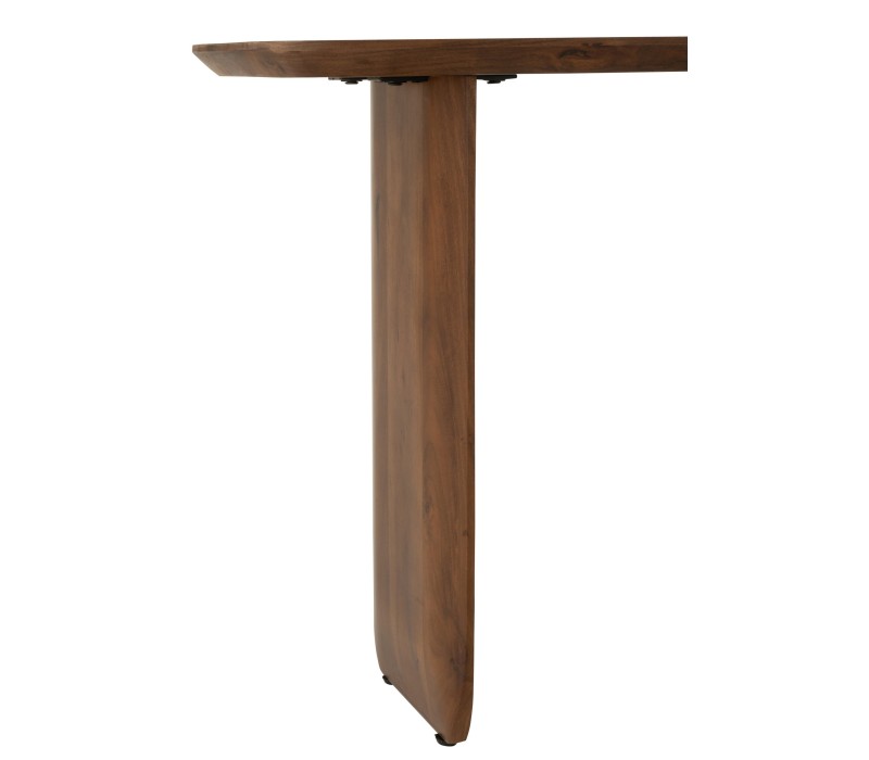 pieds droit Console Bois D'acacia Marron , sobre et épurée, lignes arrondies