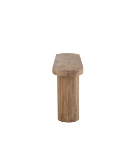 Console en bois de Manguier naturel , lignes arrondies deux pieds en bois vue de coté