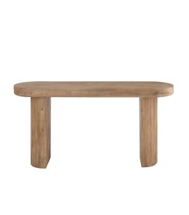 Console en bois de Manguier naturel , lignes arrondies deux pieds en bois
