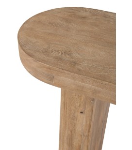 Console en bois de Manguier naturel , lignes arrondies deux pieds en bois vue de haut