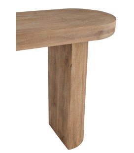 Console en bois de Manguier naturel , lignes arrondies deux pieds en bois détails du meuble