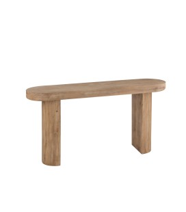 Console en bois de Manguier naturel , lignes arrondies deux pieds en bois