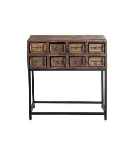 Console 8 Tiroirs Brut Recycle Bois Marron
