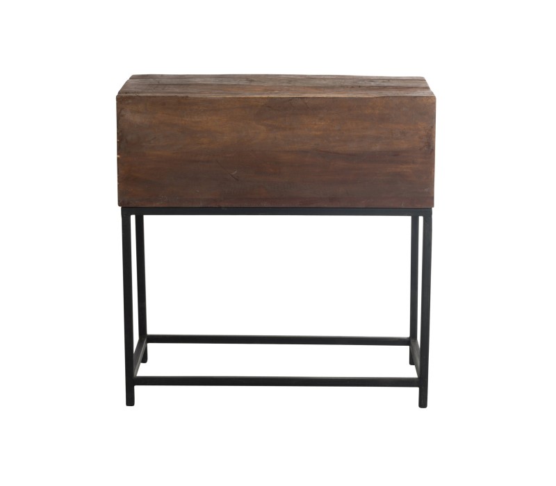Console 8 Tiroirs Brut Recycle Bois Marron vue de dos