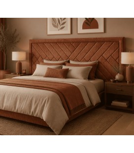 Tête de lit capitonnée Empire 180 cm, motif chevrons, tissu terracotta - alphacreatio.com