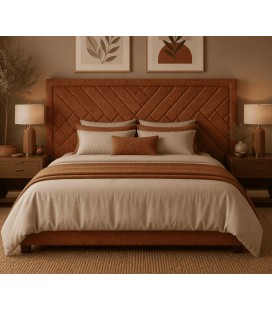 Tête de lit Empire 180 cm en tissu chevrons terracotta, chambre style contemporain - alphacreatio.com