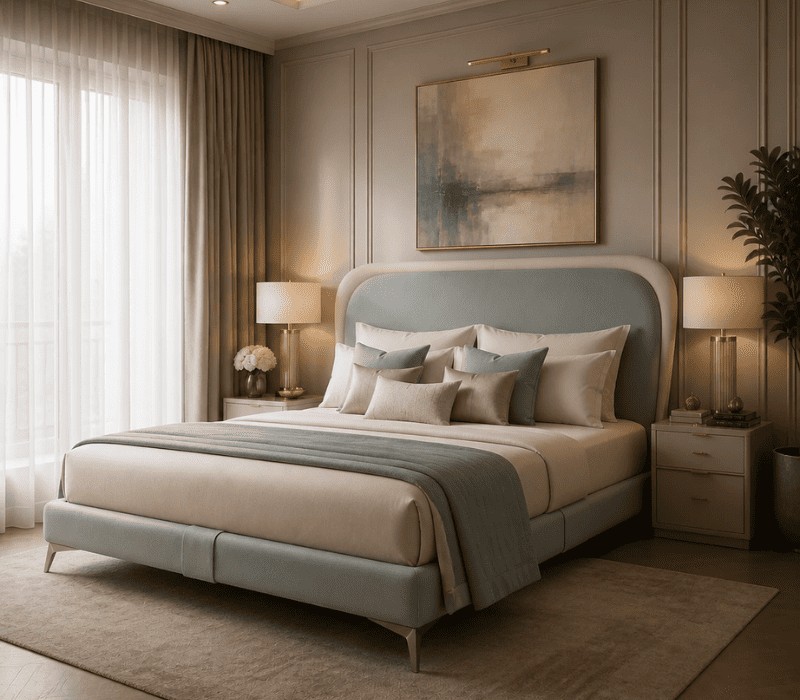 Tête de lit Atlantide arrondie 180cm en chambre adulte - modèle d'exposition prix réduit