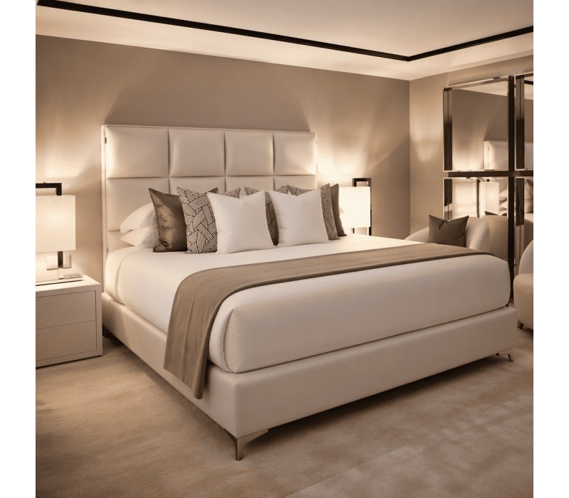 dosseret de lit pour chr sur-mesure, dimensions sur-mesure sommier assortie tissu blanc