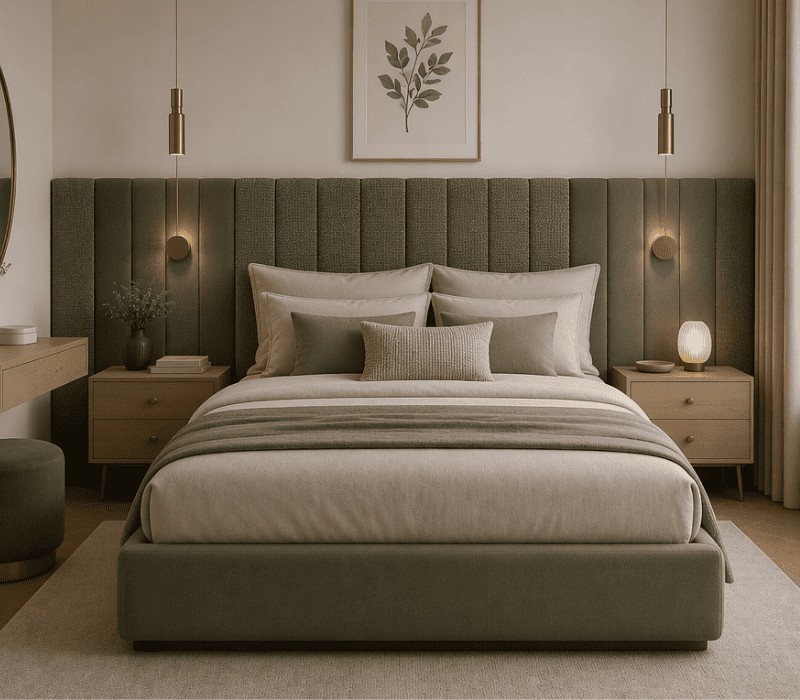Tête de lit moderne à panneaux dans une chambre contemporaine