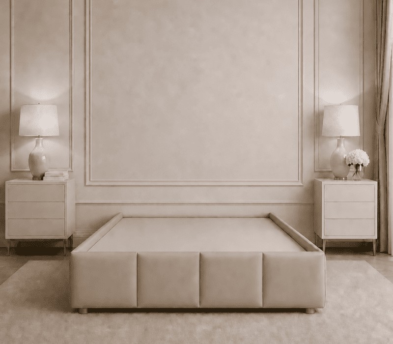 sommier à lattes avec pourtour de sommier à panneaux en simili beige - 80x200 90x200 160x200 180x200 200x200